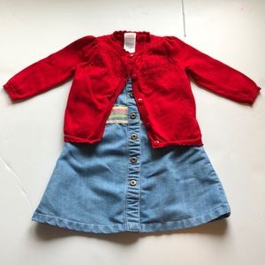 Girls Denim Dress Cardigan Set